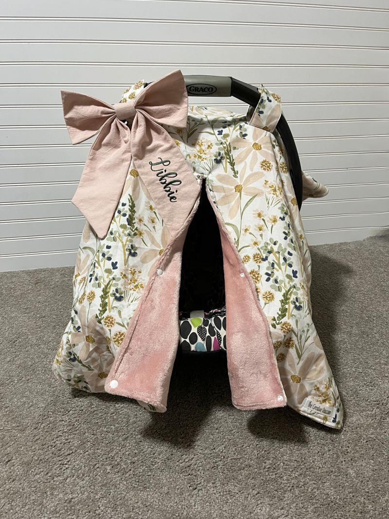 Daisy Car Seat Canopy: Floral Nursery Decor - The Creative Raccoon