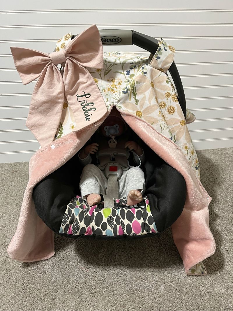 Floral Car Seat Canopy: Daisy Nursery Decor - The Creative Raccoon