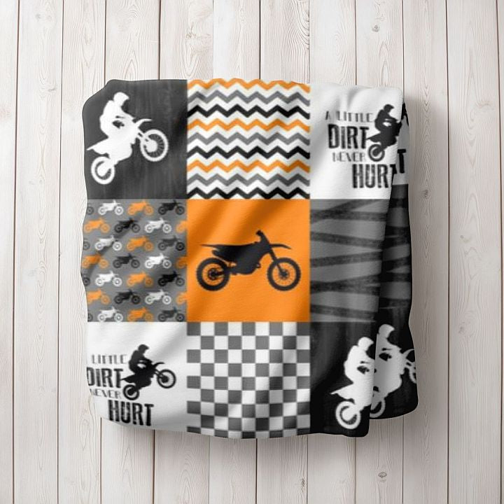 Dirt Bike Racing Blanket Motocross Nursery Theme- The Creative Raccoon