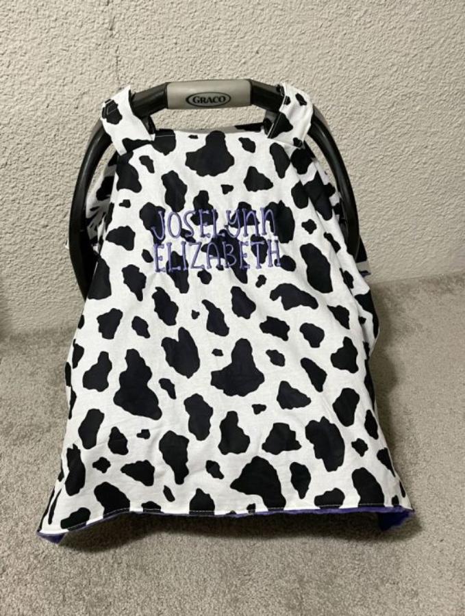 Farm Theme Car Seat Canopy Cow Print Baby Gift - The Creative Raccoon 
