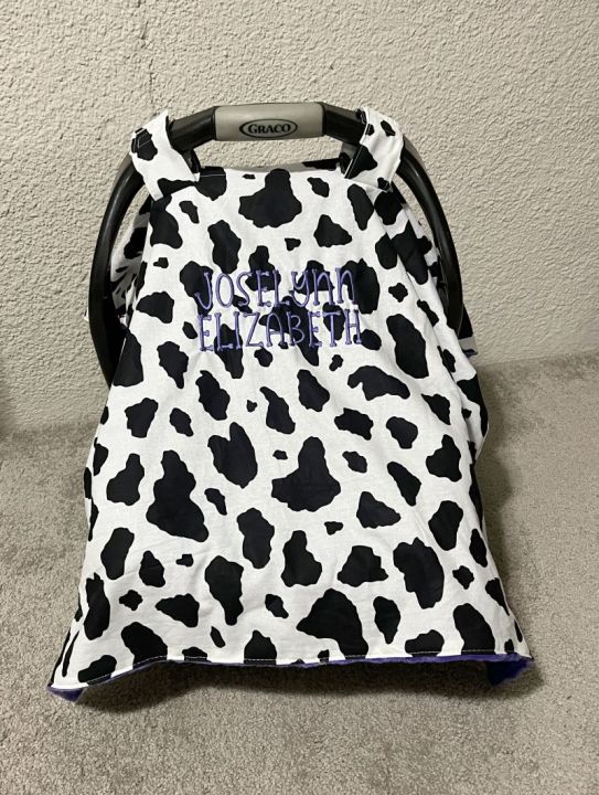 Farm Theme Car Seat Canopy Cow Print Baby Gift - The Creative Raccoon 