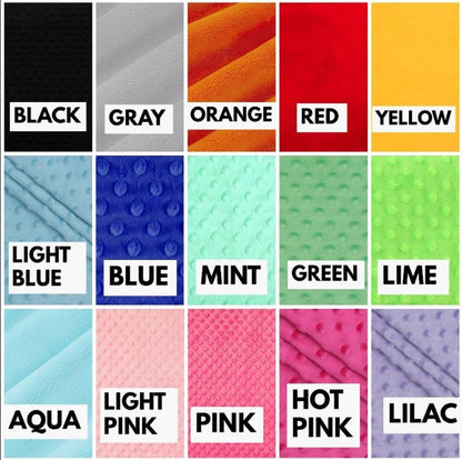 MINKY COLORS AVAILABLE FOR THE COW PRINT CAR SEAT STRAP COVERS