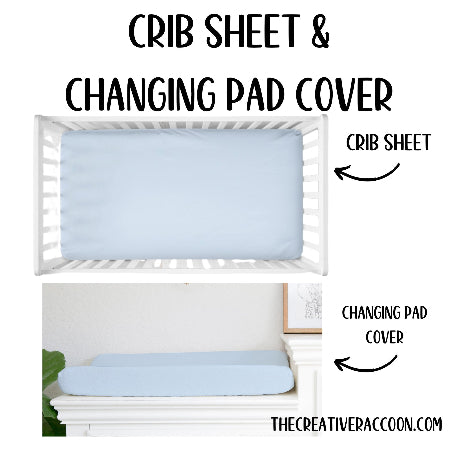 Fitted Crib Sheet Changing Pad Cover Blue Nursery Theme - The Creative Raccoon