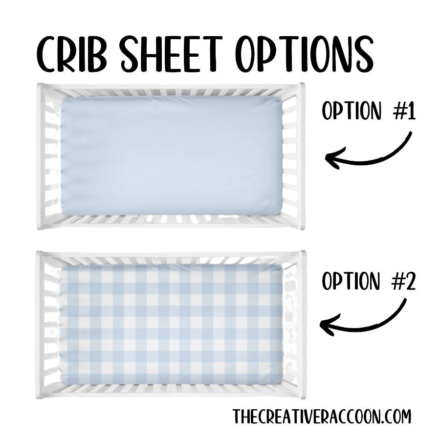 Fitted Crib Sheets Blue Gingham Bedding Nursery Theme - The Creative Raccoon