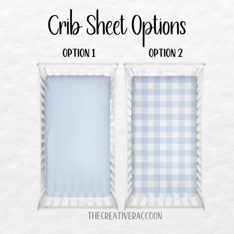 Fitted Crib Sheets Blue Gingham Bedding Nursery Theme - The Creative Raccoon