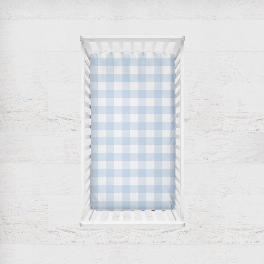 Fitted Crib Sheets Blue Gingham Bedding Nursery Theme - The Creative Raccoon