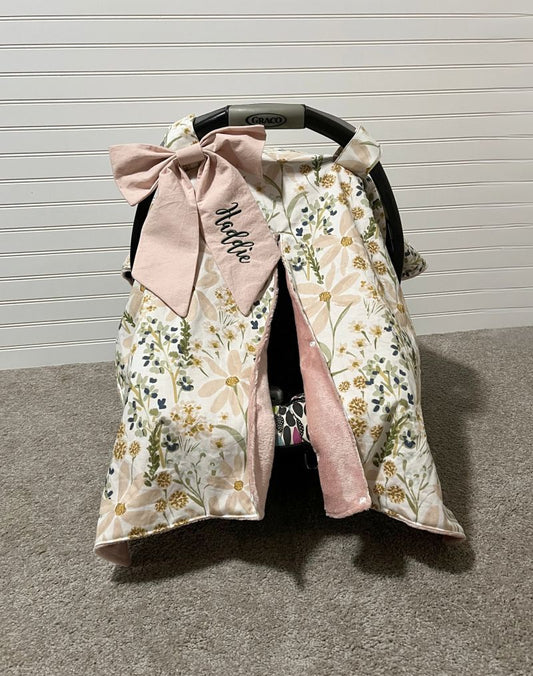 Floral Car Seat Canopy: Daisy Nursery Decor - The Creative Raccoon