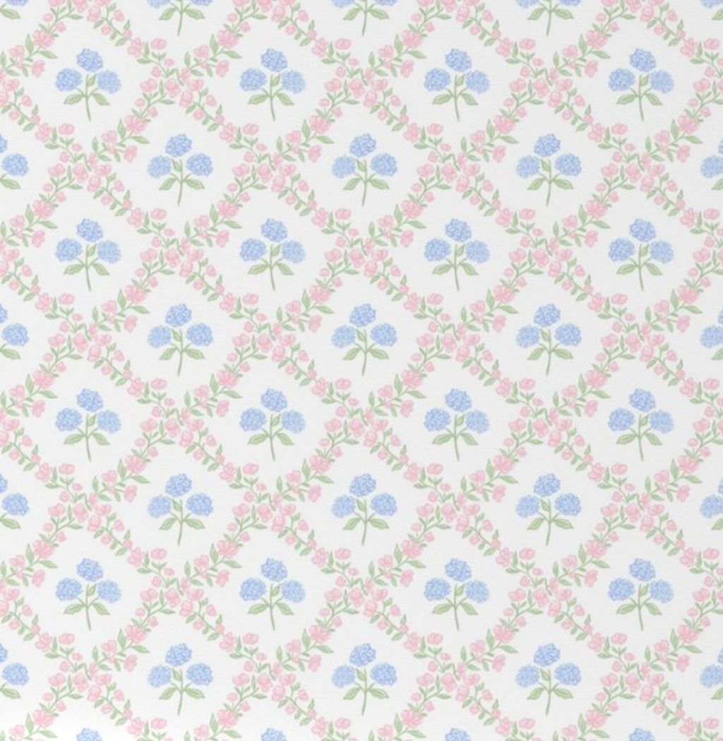 Pattern of pink and blue flowers on a white background. Floral Hydrangea Blue & Pink Crib Sheet - The Creative Raccoon