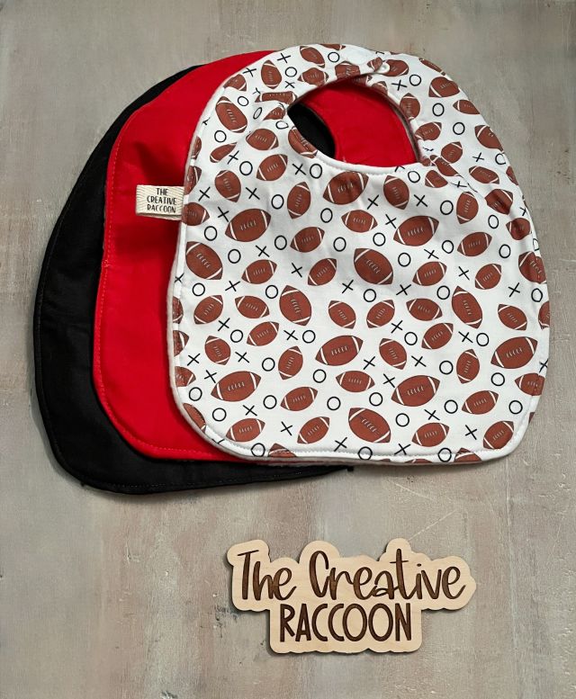 Baby bib with football pattern, black baby bib, &  red baby bib 
Football Baby Gift Sets, Arizona Color Theme - The Creative Raccoon