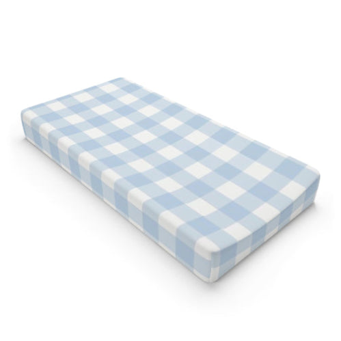 Gingham Bedding Crib Sheet Changing Pad Cover Blue Nursery - The Creative Raccoon