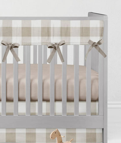 Gingham Crib Bedding: Khaki Nursery Collection - The Creative Raccoon