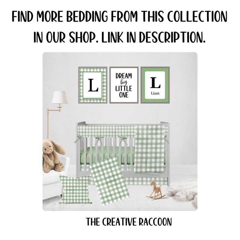 Gingham Crib Sheet Changing Pad Cover Sage Green Nursery Theme - The Creative Raccoon