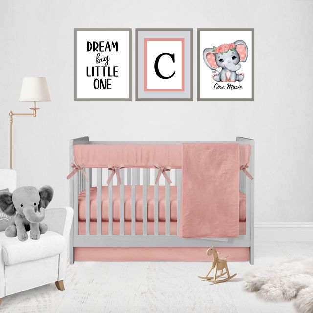 Girl Crib Bedding Set Coral Pink Collection - The Creative Raccoon