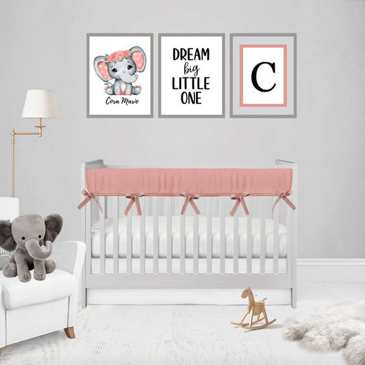 Girl Crib Rail Cover for Teething Coral Nursery - The Creative Raccoon