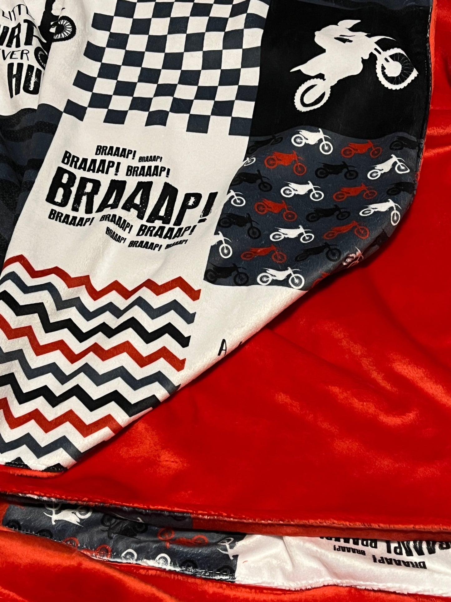 Red & Gray Motocross Blanket
