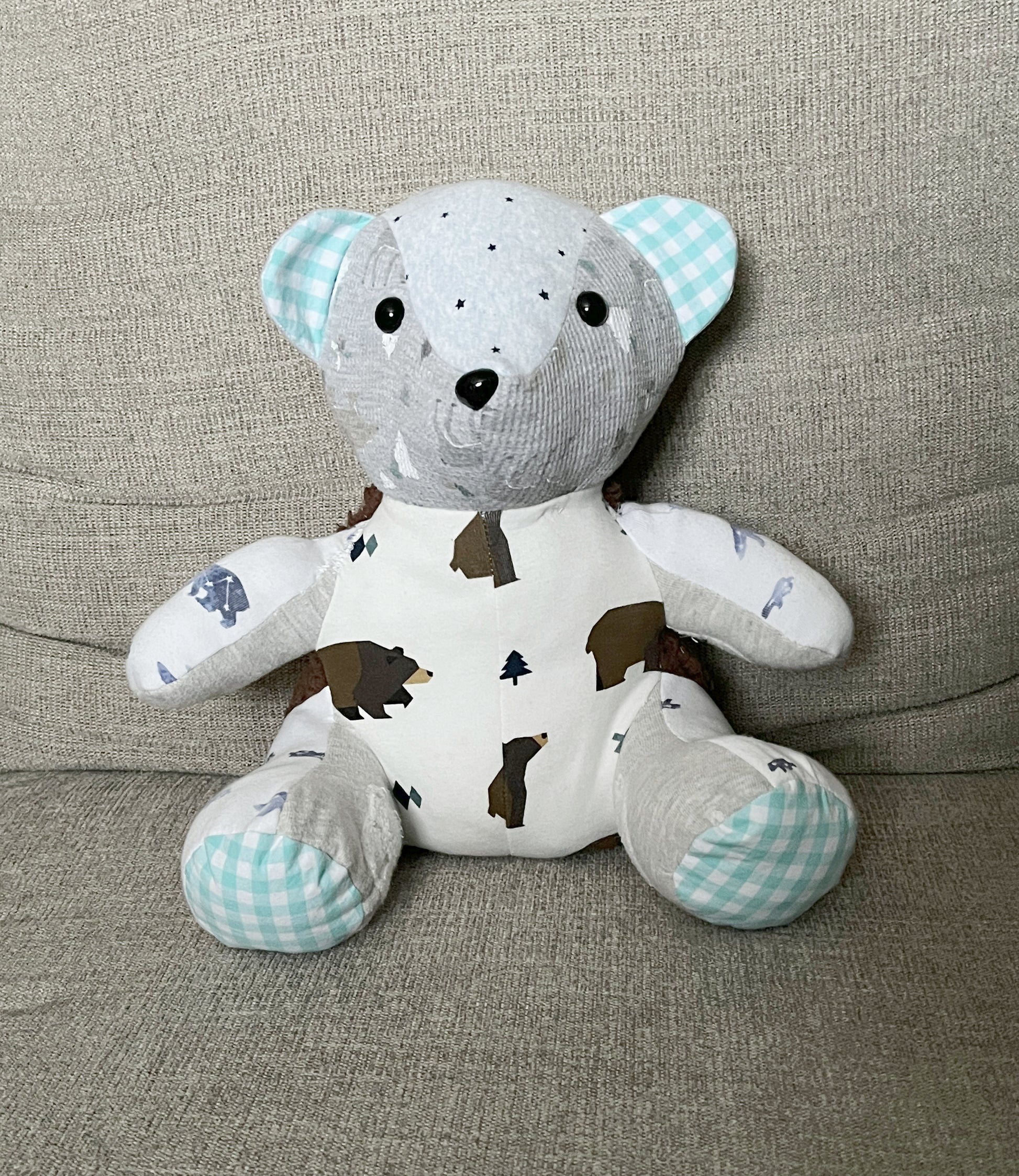 fuzzy back bear all finished and ready to go to his forever home