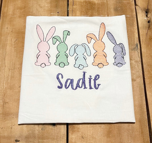 embroidered Easter bunny shirt with optional name