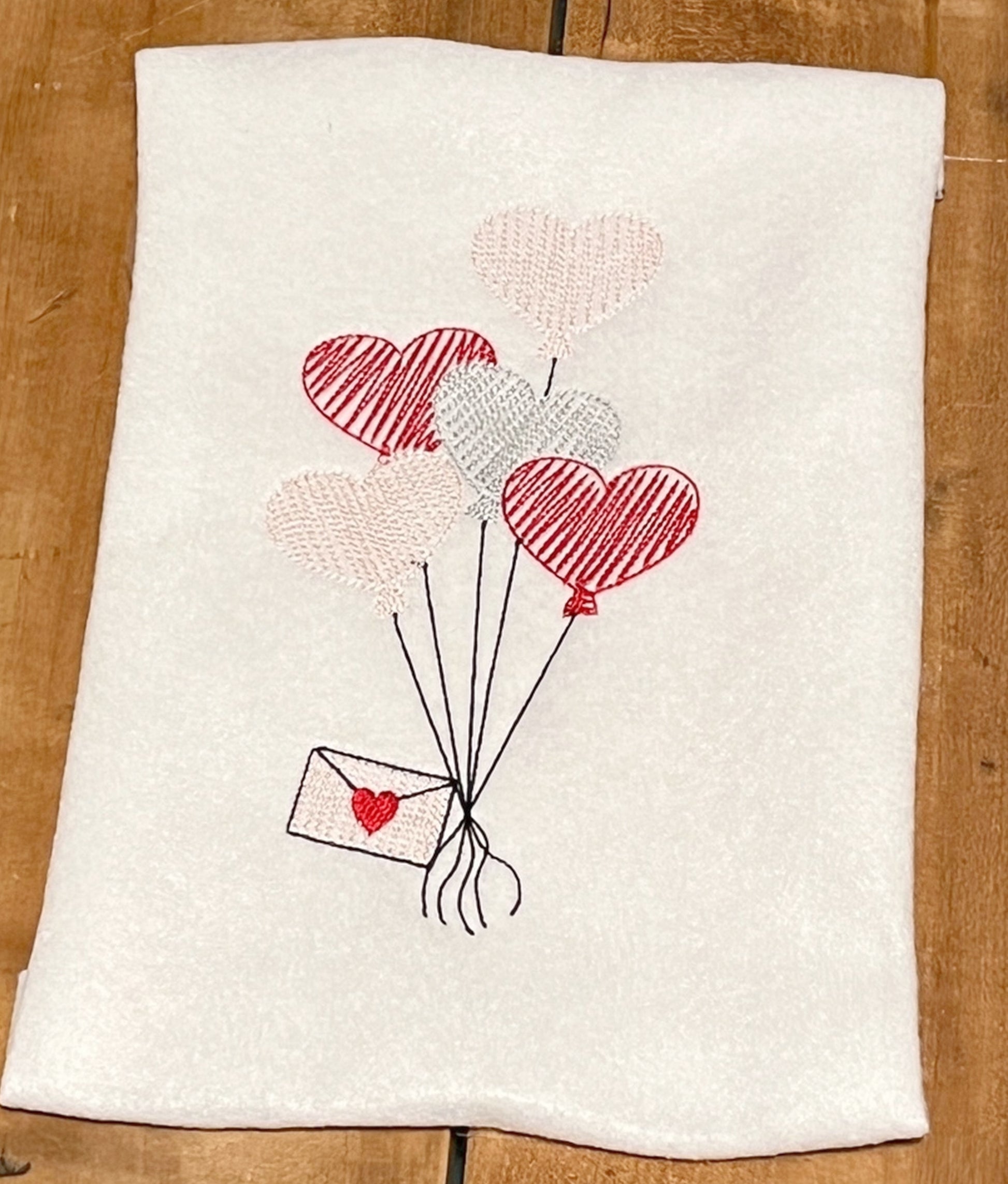 embroidered balloon hearts shirt