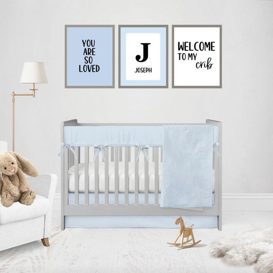 Light Blue Crib Bedding Sets Boy Nursery Baby Blanket - The Creative Raccoon