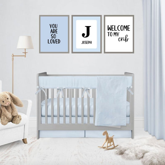 Light Blue Crib Bedding Sets Boy Nursery Baby Blanket - The Creative Raccoon