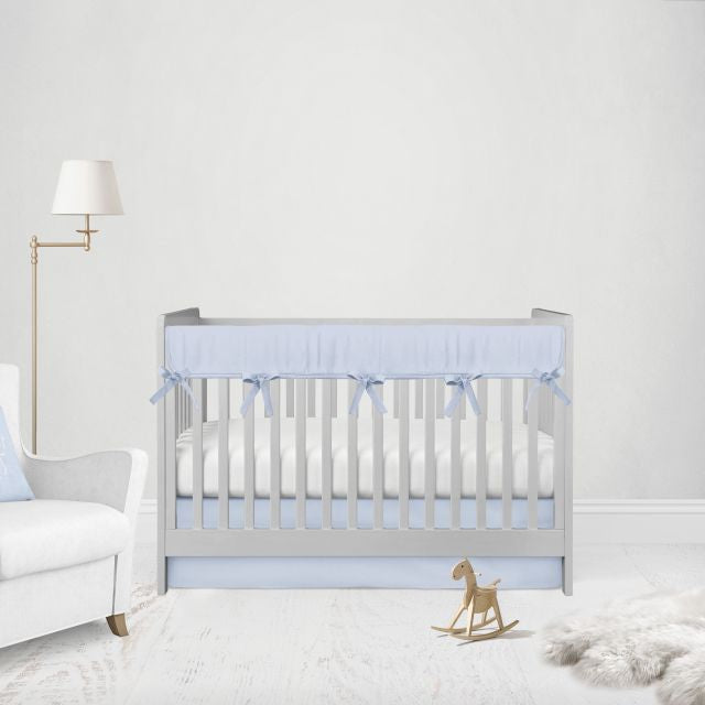 Light Blue Crib Skirt & Rail cover - Crib Bedding Set Light Blue Nursery - The Creative Raccoon