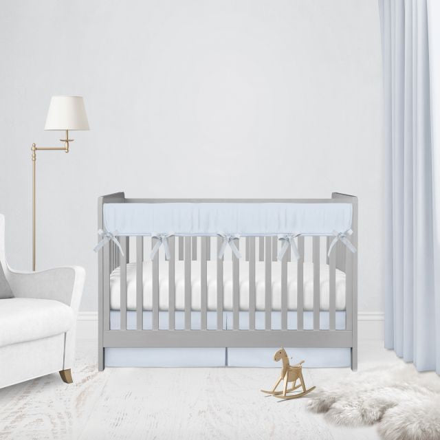 Light Blue Pleat Crib Skirt & Rail cover - Crib Bedding Set Light Blue Nursery - The Creative Raccoon
