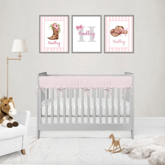 Light Pink Crib Rail Cover Set, Girl Nursery Bedding -  The Creative Raccoon