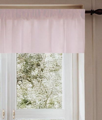 Pale Pink curtain panel with a window showing greenery outside.
Light Pink Window Valance, Nursery Room Curtain - The Creative Raccoon