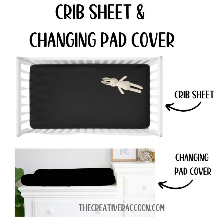 Mini Crib Bedding, Black Nursery - The Creative Raccoon