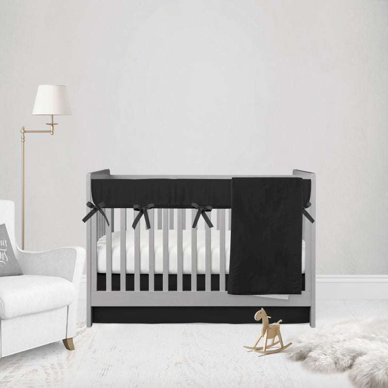 Mini Crib Bedding, Black Nursery, 2-Piece Set - The Creative Raccoon 