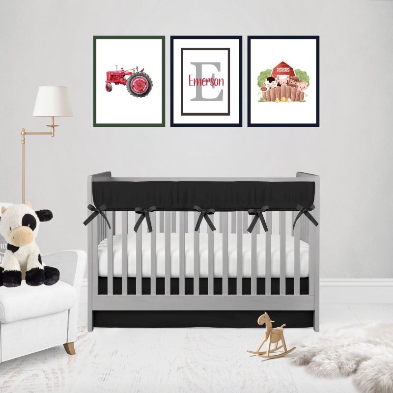 Mini Crib Bedding, Black Nursery, 2-Piece Set - The Creative Raccoon 
