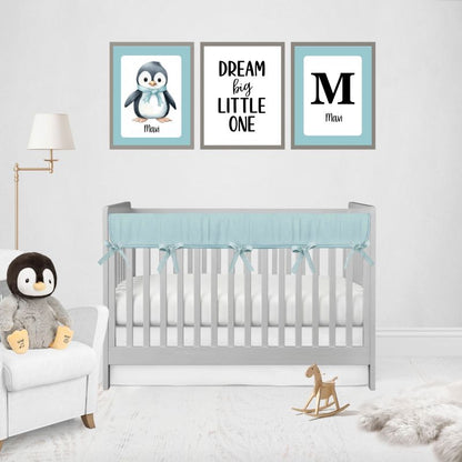 Mini Crib Rail Cover Set Aqua Blue Nursery - The Creative Raccoon