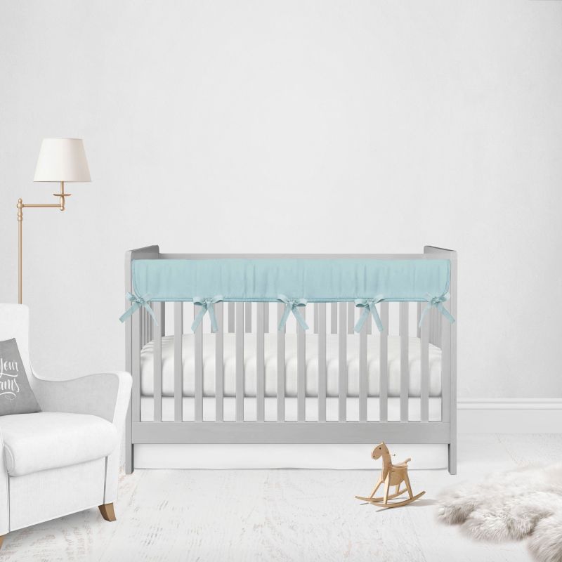 Mini Crib Rail Cover Set Aqua Blue Nursery - The Creative Raccoon