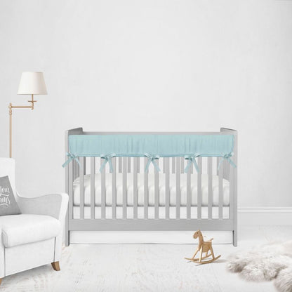 Mini Crib Rail Cover Set Aqua Blue Nursery - The Creative Raccoon