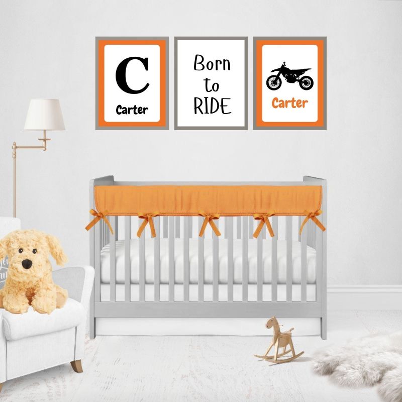 Mini Crib Rail Teething Cover Orange Bedding Nursery Sets - The Creative Raccoon