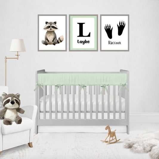 Mint Green Mini Crib Rail Cover for Teething - The Creative Raccoon