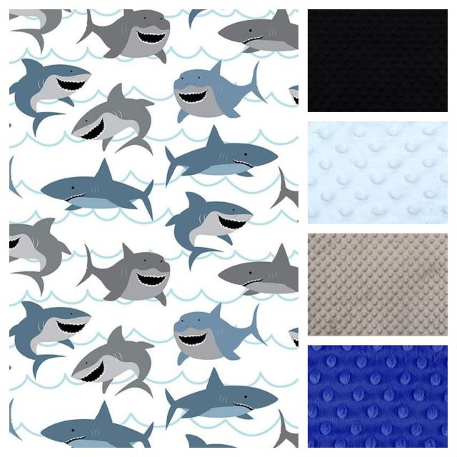 Minky colors available for the car seat strap covers - black, light blue - sold out, light gray, blue, other colors are available upon request. 
Nautical Car Seat Strap Covers Shark Nursery - The Creative Raccoon