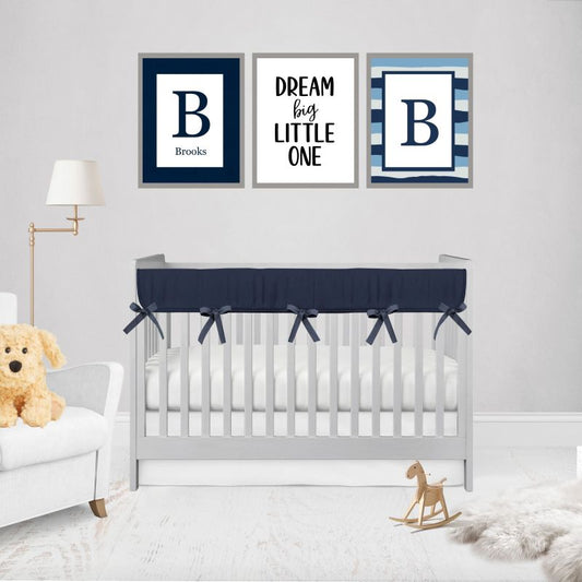 Navy Blue Crib Rail Cover Set Boy Nursery Bedding - The Creative Raccoon