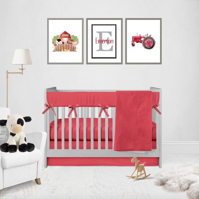 Neutral Crib Bedding Red Collection - The Creative Raccoon