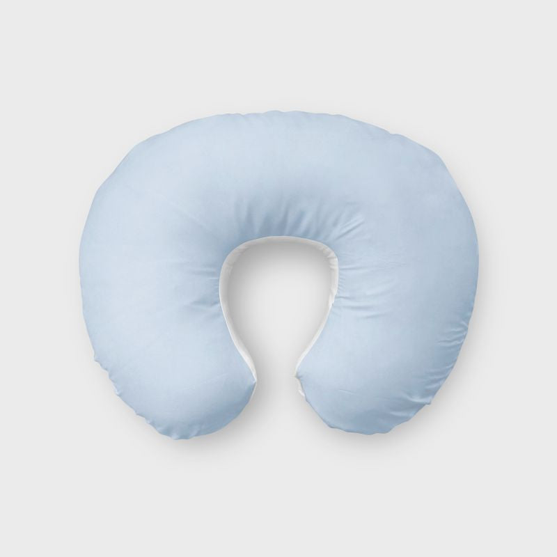 Light blue nursing pillow with white back, zipper closure.
Nursing Pillow Cover & Nursing Cover: Light Blue - The Creative Raccoon