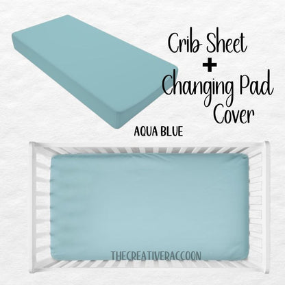 Pastel Theme Changing Pad Cover Crib Sheet Blue Nursery - The Creative Raccoon