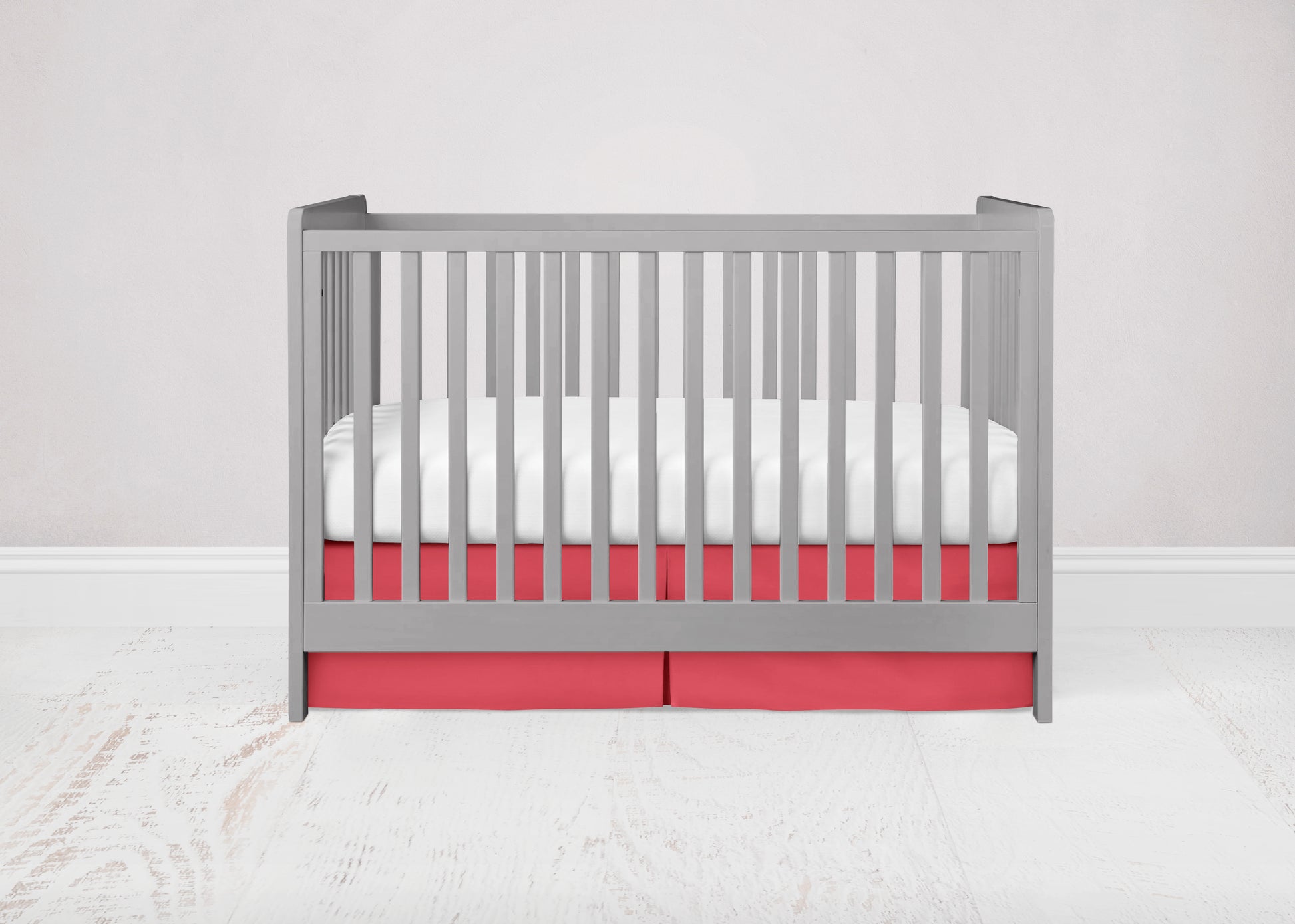 red crib skirt shown in the pleat option