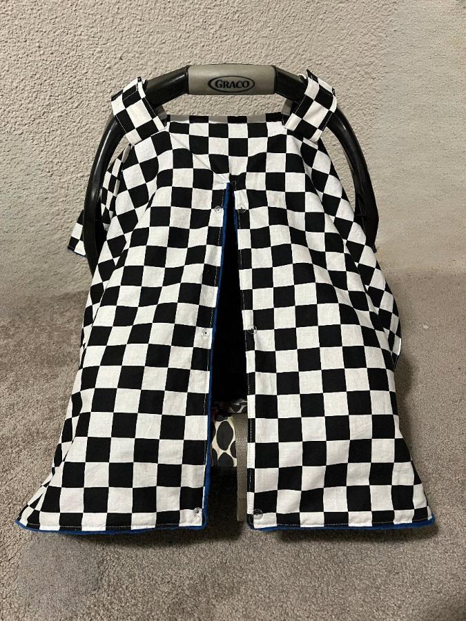 Racing Themed Car Seat Canopy Checkered - The Creative Raccoon