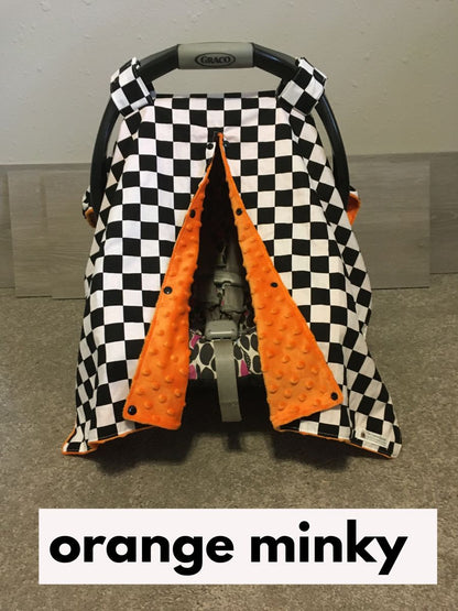 Racing Themed Car Seat Canopy Checkered - The Creative Raccoon