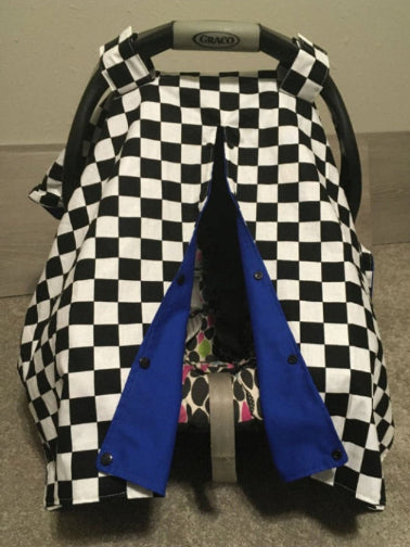 Racing Themed Car Seat Canopy Checkered - The Creative Raccoon