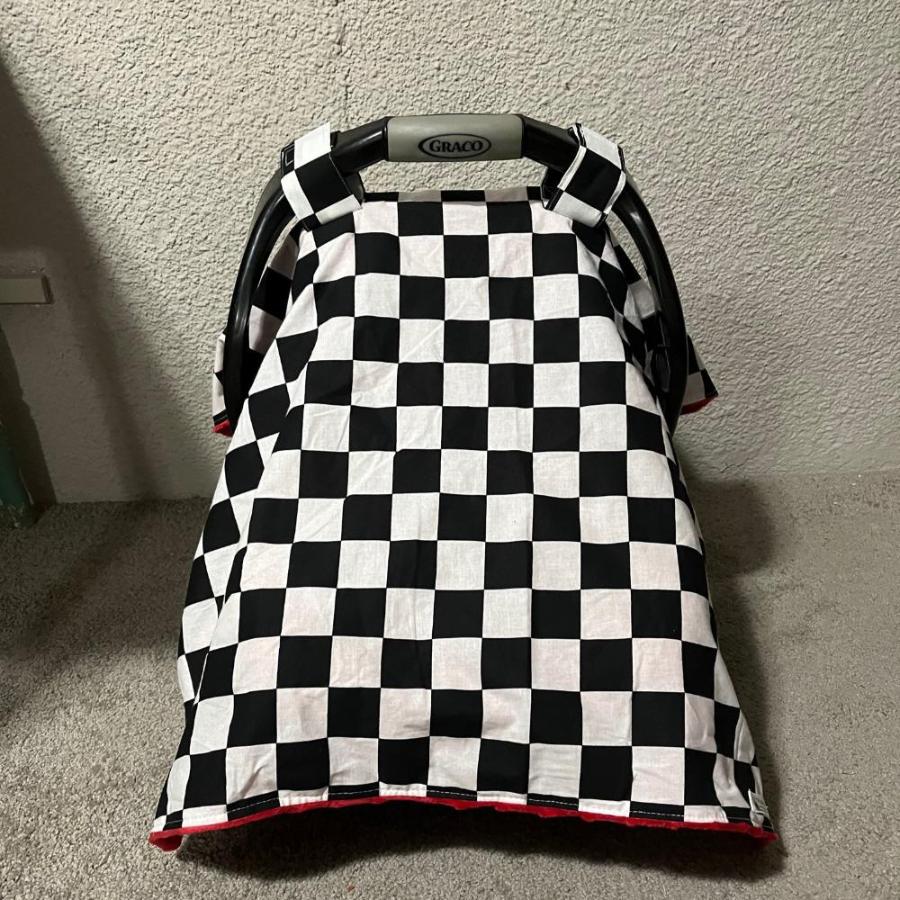 Racing Themed Car Seat Canopy Checkered - The Creative Raccoon