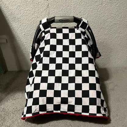 Racing Themed Car Seat Canopy Checkered - The Creative Raccoon