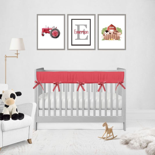 Red Mini Crib Rail Cover for Teething - The Creative Raccoon