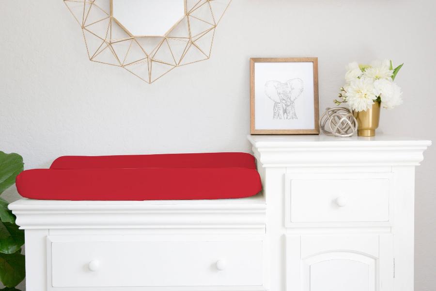 Red Themed Changing Pad Cover Crib Sheet Red Nursery Decor - The Creative Raccoon