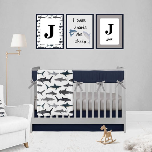 Shark Nursery Starter Crib Bedding Set - The Creative Raccoon